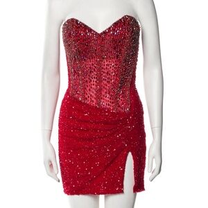 Glamorous Portia and Scarlett Red Sparkly Strapless Dress
